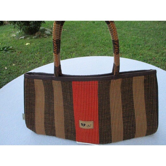 Unique Shoulder Bag Women's Brown Tan Orange Hand Bag 19" x 10" x 2.5" New - Picture 2 of 13